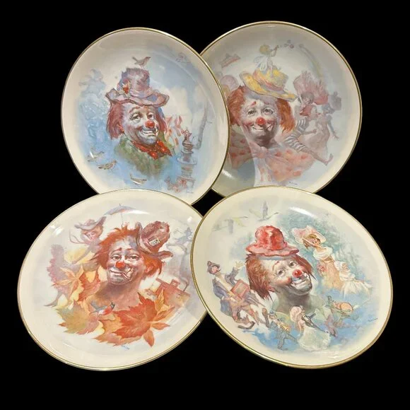 Set of 4 Vintage Julian Ritter Clown Plates, 1977 Whimsical Circus Art - Picture 3 of 12